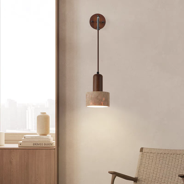 Modern Nordic Wabi Sabi Yellow Travertine Indoor Wall Scone Bedroom