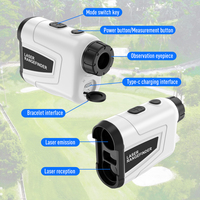 Télémètre de golf haute précision INORM LA 2000 2000m, grossissement 6X, écran LCD, batterie au lithium 750mAh, télémètre laser 12s