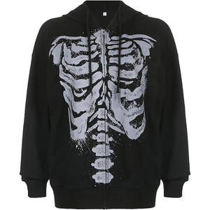 Felpa Vintage oversize felpa con Zip da donna di alta qualità con cerniera stampata grafica con cappuccio da donna - Product Image 3