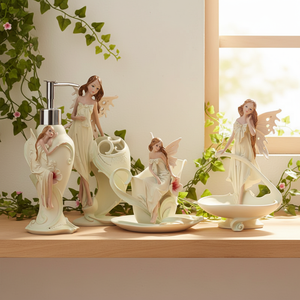 Juego de Accesorios de Baño de Estilo Nórdico, Figura de Ángel de Resina, Organizador de Loción para Baño, Decoración para el Hogar, Regalo - Product Image 1