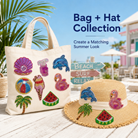 Lot de patchs personnalisés brodés de sequins pour l'été, pour chapeaux DIY, sacs fourre-tout, fêtes à la plage, packs cadeaux - Fournisseur en gros