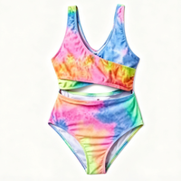 Ensemble de maillots de bain assortis une pièce tie-dye découpés pour la plage, maillots de bain assortis pour la famille