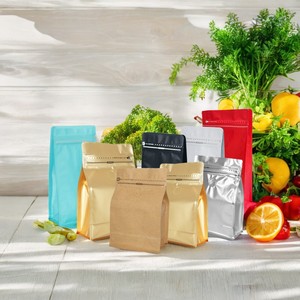 Çeşitli renk 8-Sided düz alt dik durabilen poşet özel ambalaj <span class=keywords><strong>Pet</strong></span> gıda şeker <span class=keywords><strong>Premium</strong></span> için ısı mühür PE plastik malzeme köşebent - Product Image 2