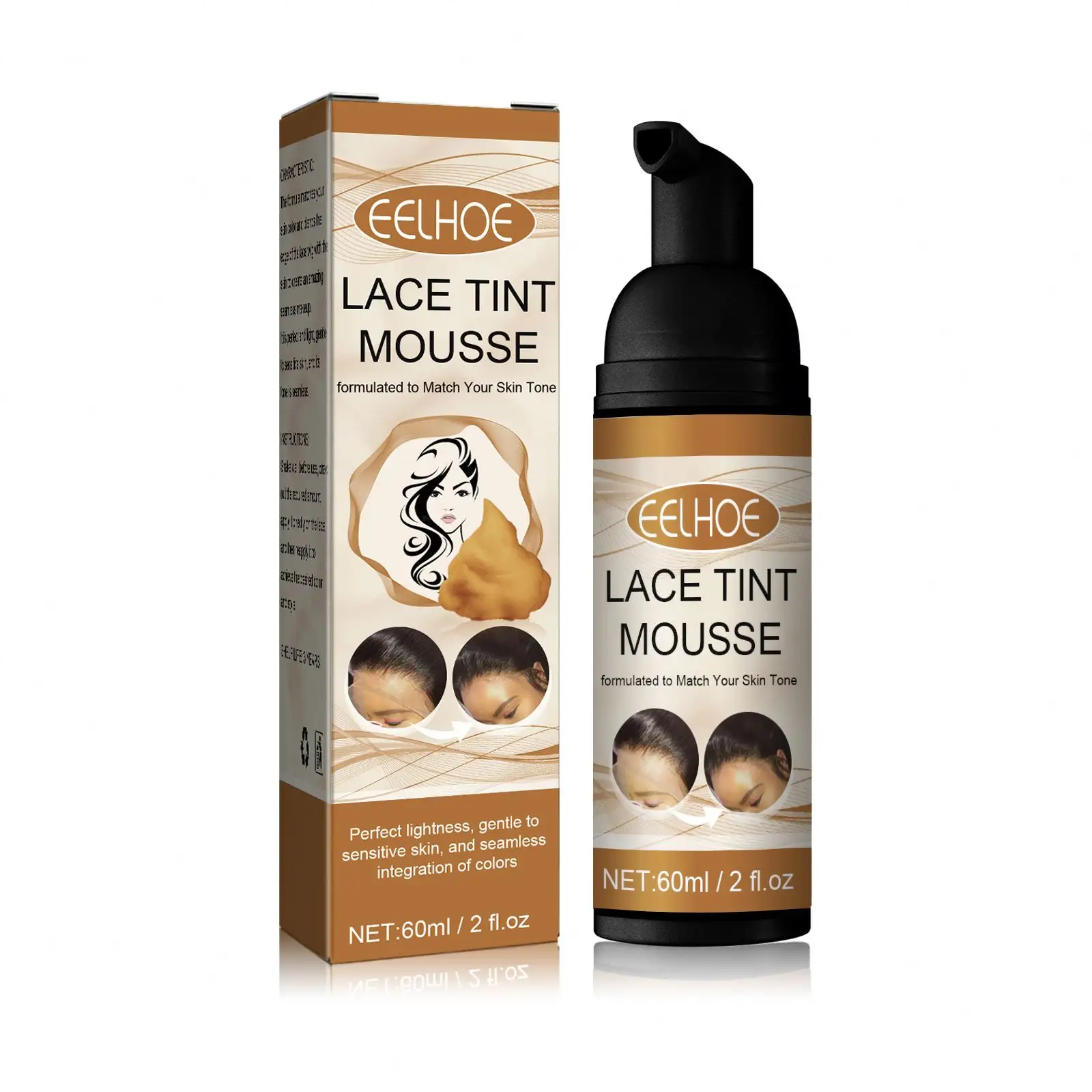 Encaje tinte Mousse corrector Unisex, pelucas de cabello de encaje, espuma de estilismo para el cabello