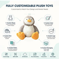 Peluche pingouin personnalisée, peluche pingouin gris, jouet en peluche animal marin, décoration de la maison, cadeau pour les enfants, anniversaire