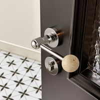 Poignée de porte en alliage de zinc avec verrou magnétique silencieux de style japonais, pierre de lune, pour chambre à coucher intérieure