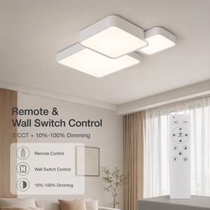 138W <b>Modern</b> Geometric Acrylic Iron Dimmable <b>LED</b> Flush Mount <b>Ceiling</b> <b>Light</b> With Remote For Indoor Living Room Bedroom - Product Image 4