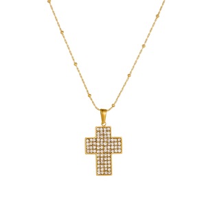 <b>Cross</b> Necklace Gold Plated Stainless Steel Diamond Encrusted <b>Cross</b> Pendant Clavicle <b>Chain</b> Women's Jewelry Gift Daily Wear - Product Image 5