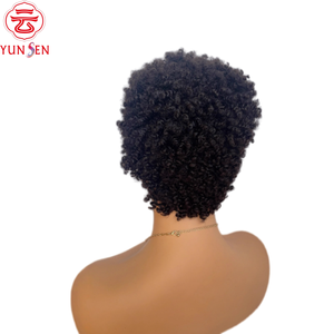 Peluca de Cabello Remy Chino 100% Virgen, con Frente de Encaje 13x4, Base Transparente sin Pegamento, Corta y Rizada para Mujeres - Product Image 5