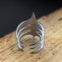 VAF WOW!! Bague Défense Double Pointe Lame Entièrement Polie en Acier Inoxydable Contre-Attaque Unisexe Anillo De Doble Punta Lomo