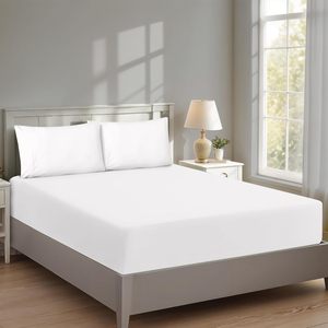 Custom <strong>Size</strong> Hotel <strong>Fitted</strong> <strong>Sheet</strong> Twin Full Queen <strong>King</strong> White Cotton Bed Stretchy <strong>Sheet</strong> - Product Image 3