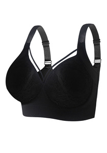 Sujetador push-up de talla grande para mujer con cobertura completa de espalda, copa profunda estampada, encaje, aros y 8 corchetes - Product Image 6