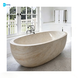 Baignoire autoportante en marbre naturel de haute qualité, grande taille, sur mesure, <span class=keywords><strong>prix</strong></span> de gros, fabriquée en usine - Product Image 5