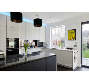 Armario de cocina pequeño con acabado lacado de Mdf, Color blanco, diseño moderno <span class=keywords><strong>Simple</strong></span>, 2023 Dorene, forma de L - Product Image 3