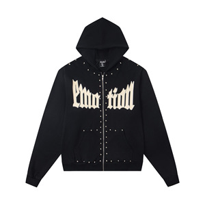 Sudadera con capucha y cremallera de algodón con tachuelas estilo hip-hop, nueva colección de otoño, de MED <span class=keywords><strong>OTION</strong></span>, estilo streetwear americano transfronterizo. - Product Image 5