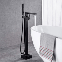 Robinet de baignoire autoportante noir, salle de bains, livraison gratuite, robinet de bain moderne, robinet avec douchette