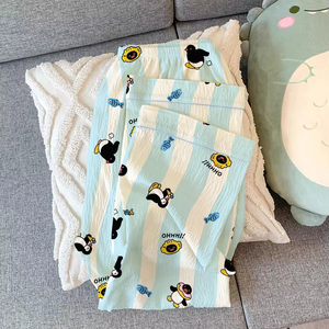 Venta al por mayor <span class=keywords><strong>de</strong></span> dibujos animados Ins <span class=keywords><strong>pingüino</strong></span> Pijamas <span class=keywords><strong>Mujer</strong></span> primavera tela arrugada cárdigan <span class=keywords><strong>de</strong></span> manga larga Linda ropa <span class=keywords><strong>de</strong></span> casa conjunto <span class=keywords><strong>de</strong></span> dos piezas - Product Image 6