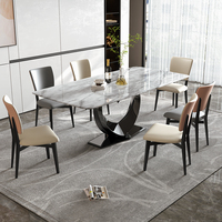 Foshan prix d'usine Table à manger ensemble de dessus en marbre pour 4 6 8 sièges Tables à manger de luxe complètes et chaises Design moderne