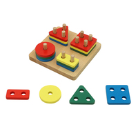 LT156 Bentuk Geometris pada Dowel  Alat Edukasi Kayu Montessori  Mainan untuk Anak-anak