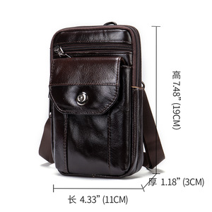 Borsa da cintura personalizzata in vera pelle borsa a portafoglio per telefono per <span class=keywords><strong>uomo</strong></span> custodia per fondina ad anello <span class=keywords><strong>marsupio</strong></span> borsa a tracolla Messenger da viaggio - Product Image 3