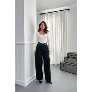 Wholesale Black <b>Y2K</b> Style Wide Leg Jeans Casual Floral Print Denim <b>Pants</b> High Waist Rhinestone Crystal Decoration Baggy Fit XL - Product Image 5