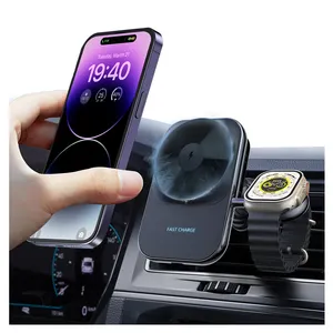 Magnetic Phone Holder Semiconductor Refrigeration Car Wireless Charger 15W Wireless Fast Car Charger 2 In 1 For IPhone IWatch