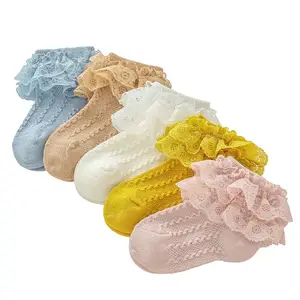 Calcetines de algodón personalizados para bebé y niña, cómodos para recién nacidos, primavera y otoño, de encaje, precio al por mayor