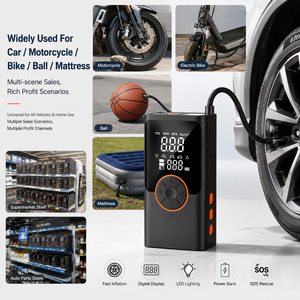 OEM ODM Portable Tire Inflator Air Compressor 150PSI Digital Display Auto Stop Tire <b>Pump</b> Power Bank LED Light for Car Motorcycle - Product Image 2