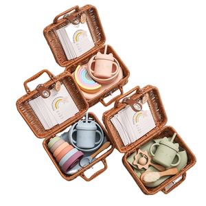 <span class=keywords><strong>Coffret</strong></span> vaisselle en silicone pour bébé, jouet empilable arc-en-ciel, vaisselle vintage pour la <span class=keywords><strong>naissance</strong></span> des enfants - Product Image 1