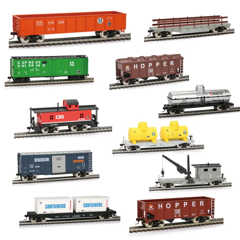 QS grosir mainan dunia miniatur kualitas tinggi 40 "36" 51 "Transporter 1:87 HO skala roda logam mainan mobil seri kereta api