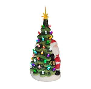 China de fábrica de alta calidad de único artificial cerámica verde iluminado Mesa iluminado árbol de Navidad decoración del hogar - Product Image 3