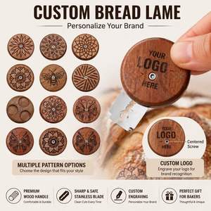 Outil de découpe de pâte rond en bois professionnel personnalisé avec logo, pour boulanger artisanal, cadeau promotionnel pour la pâtisserie, vente en gros - Product Image 4