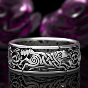 Anello Vichingo Lupo da Uomo, Stile Punk con Motivo Celtico Nordico, Accessorio da Dito Audace e alla Moda, Regalo - Product Image 6