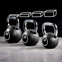 PJ Logo kustom kompetisi Kettlebell 4KG-48KG Gym kebugaran gratis bobot dengan gagang krom PU bel ketel