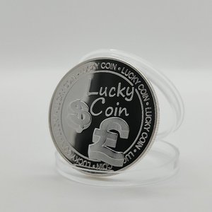 Moneta Commemorativa in Metallo Placcata Argento/Oro, Moneta Portafortuna a Quattro Foglie, Oggetto da Collezione in Argento - Product Image 1