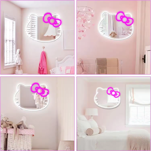 Enseigne lumineuse LED Hello Kitty Anime, néon, dimmable, miroir rose kawaii en acrylique avec alimentation USB pour chambre à coucher et décoration murale - Product Image 6