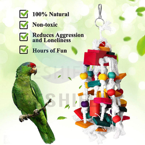 Gerçekçi kuş çiğneme oyuncağı Natrual ahşap papağan interaktif ağaç ahşap papağan oyuncaklar ve kuş tüm doğal kuş oyuncaklar büyük papağan - Product Image 6
