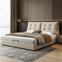 Lit capitonné en tissu italien moderne, lit de taille King ou Queen avec mécanisme de levage hydraulique pour chambre principale