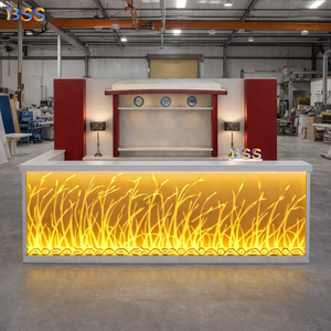 Barra de <span class=keywords><strong>Bar</strong></span> en Forma de L, Diseño Moderno y Contemporáneo, Personalizada, de Alta Gama, Gran Barra de <span class=keywords><strong>Bar</strong></span> de Acrílico y Mármol con Luces LED para Restaurante - Product Image 1