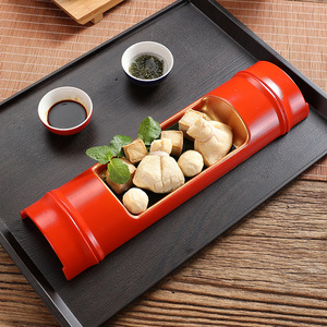 Plateau de service pour sushis, style japonais, rouge et or, pour usage hôtelier - Product Image 2