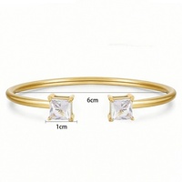 Bracelet fin en fil minimaliste empilable en acier inoxydable, serti de zircone cubique étincelante, réglable, plaqué or 18 carats, vente en gros