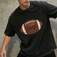 T-shirt personnalisé sportif décontracté 100% coton délavé à l'acide, maillot de football avec impression par transfert thermique, T-shirts pour hommes respirants et absorbants la transpiration