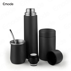 Emode Kit de 3 tasses et bouteilles sous vide Yerba Mate avec bocal de rangement, ensemble de filtres à thé avec Bombilla en acier inoxydable (paille), - Product Image 1
