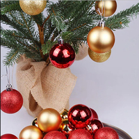 Lot de 6 ou 12 boules de Noël modernes rondes brillantes mates à paillettes, imprimées sérigraphiées, en plastique, pour décoration d'arbre, vente en gros à prix réduit