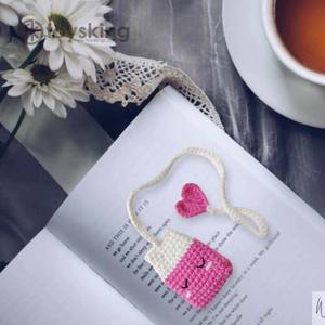 Marcapáginas <span class=keywords><strong>de</strong></span> Ganchillo Hecho a Mano con Forma <span class=keywords><strong>de</strong></span> Bolsita <span class=keywords><strong>de</strong></span> Té - Regalo Creativo para Amantes <span class=keywords><strong>de</strong></span> los <span class=keywords><strong>Libros</strong></span> y del Té, Accesorio <span class=keywords><strong>de</strong></span> Lectura Único, Marcapáginas Amigurumi - Product Image 3