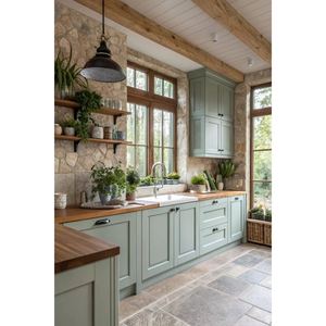 ארון מטבח אלגנטי פרימה עם משטח עבודה מקוורץ, צירים חלקים עם סגירה שקטה לעיצוב פנים משודרג של הבית - Product Image 1