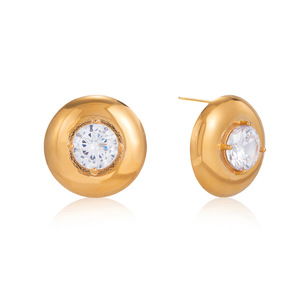 <b>Stud</b> Earrings Ball Shape Round Zircon Claw Setting <b>Titanium</b> Steel Everyday Wear - Product Image 5