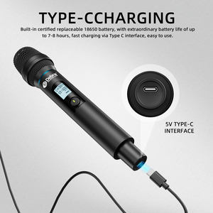 Microphone sans fil UHF Debra Audio UX-400 4 canaux, micro portable pour scène, karaoké, système de fréquence automatique tout métal - Product Image 6