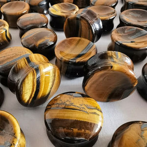 [فع] جديد مقعر + سدادات أذن محدبة مجوهرات ثقب الجسم مزدوجة النمور الصفراء حجر العين عالية الجودة المبيعات الساخنة - Product Image 4