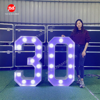 Décorations de fête géantes 3D en métal lumineux pour Ramadan, remise de diplôme, anniversaire – Chiffres et lettres de 3 et 4 pieds – Fournitures de fête